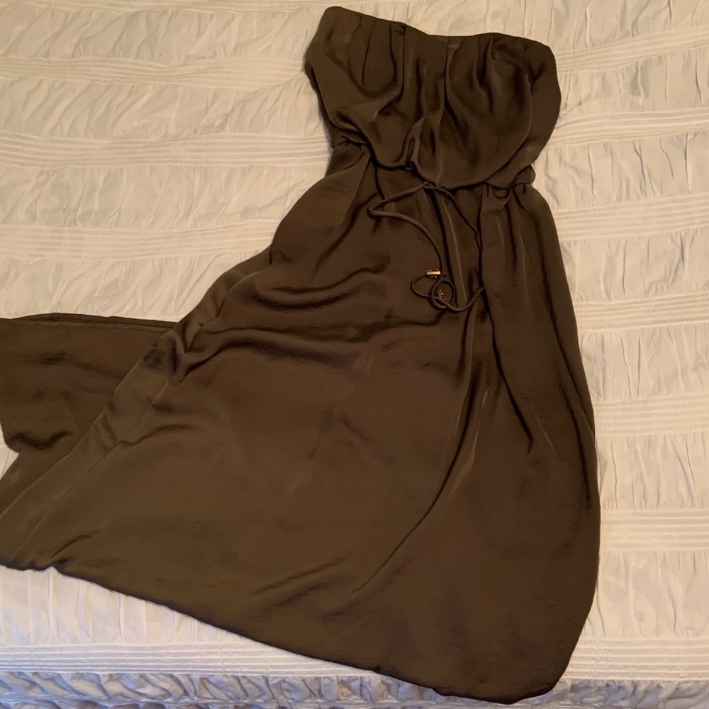 Brand New Strapless Olive Green Maxi Dress